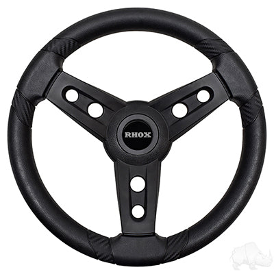 A Club Car -SW150- E-Z-GO  - Lugana Steering Wheel, Black,  E-Z-GO Hub ACC-SW150-EZ