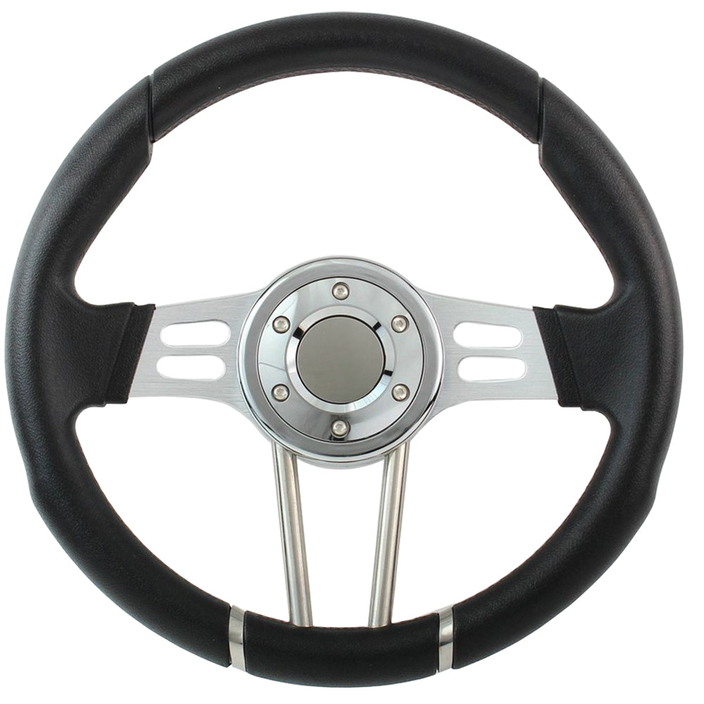 Steering Wheels - 14" Black Chrome Formula Racing Style SWF818