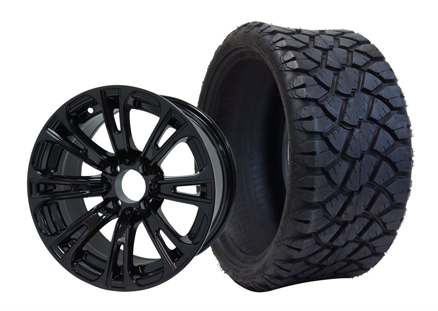 SGC 14" x 7" Voodoo Glossy Black Wheel - Aluminum Alloy STEELENG 20"x8.5"-14" STINGER AT Tire DOT approved WH1421-TR1402