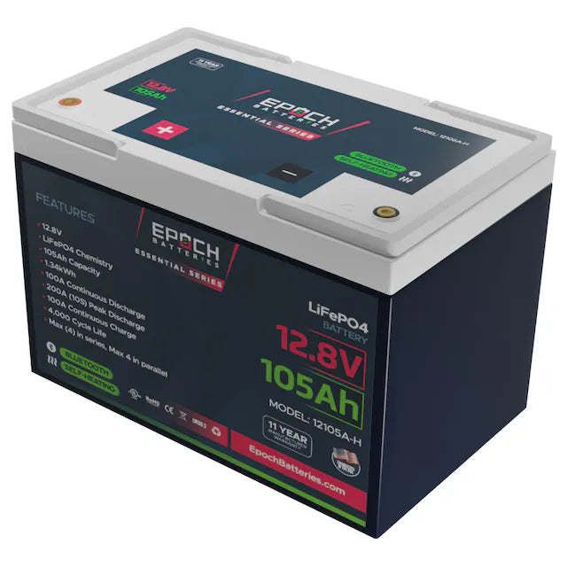 12v 105 AH Group 24 Heated & Bluetooth LiFePO4 Battery (Pre-Order arriving February 15th)