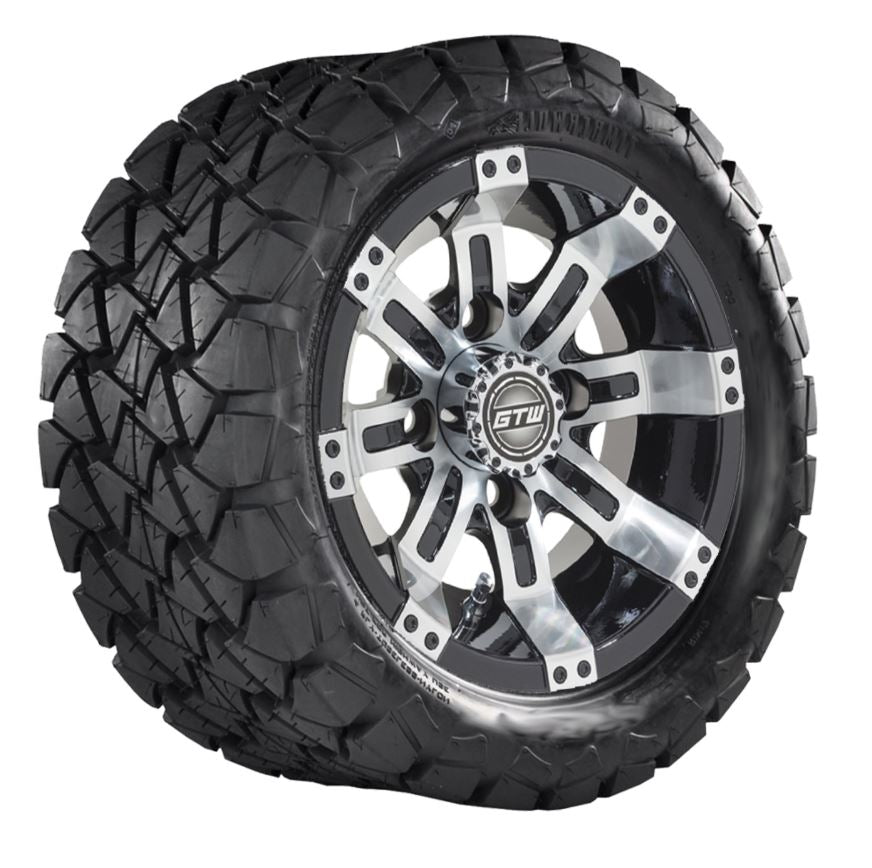10" GTW Tempest Black and Machined Wheels with 22" Timberwolf Mud Tires - Set of 4 A19-332