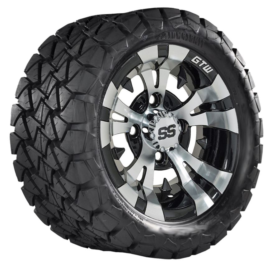 10" GTW Vampire Black and Machined Wheels with 22" Timberwolf Mud Tires - Set of 4 A19-337