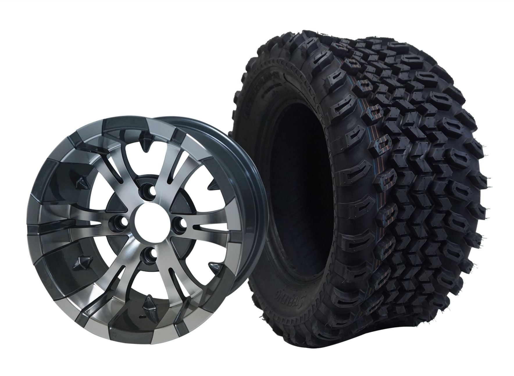 SGC 12" Vampire Machined/Gunmetal Wheel - Aluminum Alloy STEELENG 23"x10.5"-12" All Terrain Tire WH1244-TR1205
