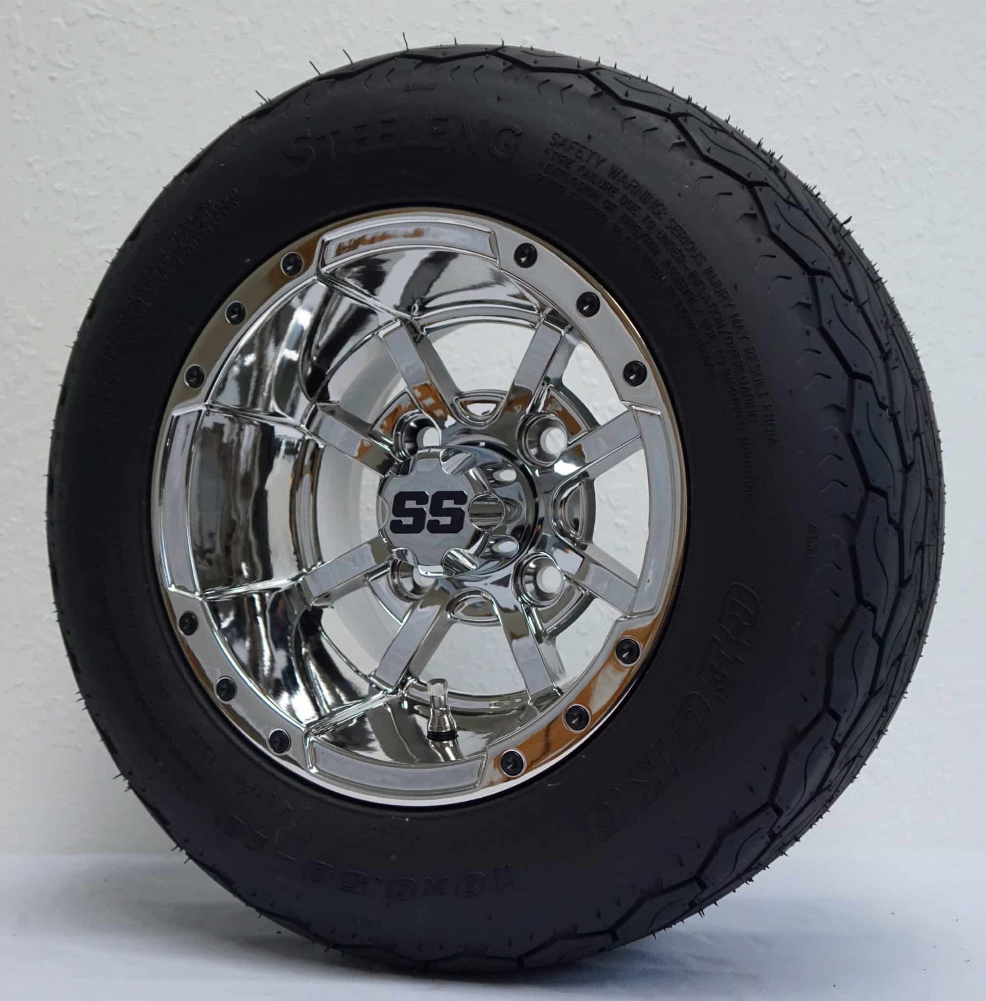 10" Storm Trooper Chrome Wheel Aluminum Allow & 18" x9" -10" Gecko All Terrain Tire 4x