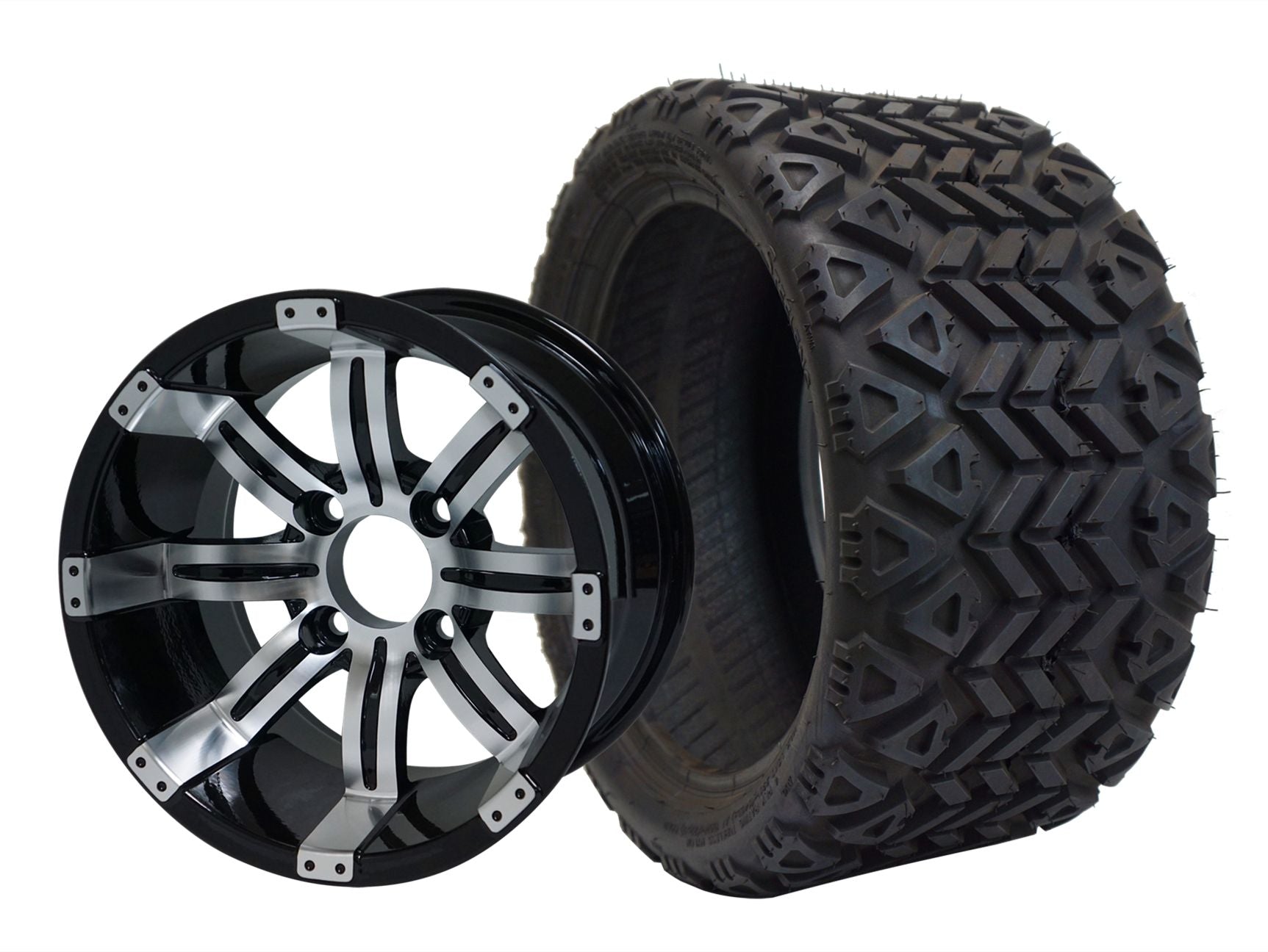 SGC 12" Tempest Machined/Black Wheel - Aluminum Alloy STEELENG 20"x10"-12" All Terrain Tire DOT approved WH1234-TR1207