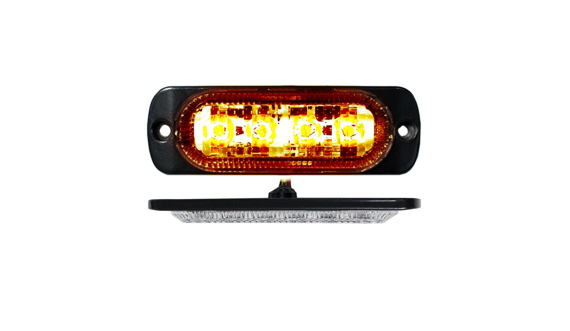 4-LED Ultra Slim Flush Mount 19-Flash Pattern Marker Strobe Light (Amber) RS70014A