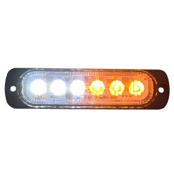 Switching 6-LED Ultra Slim Flush Mount 19-Flash Pattern Marker Strobe Light (White/Amber) RS70016W-A