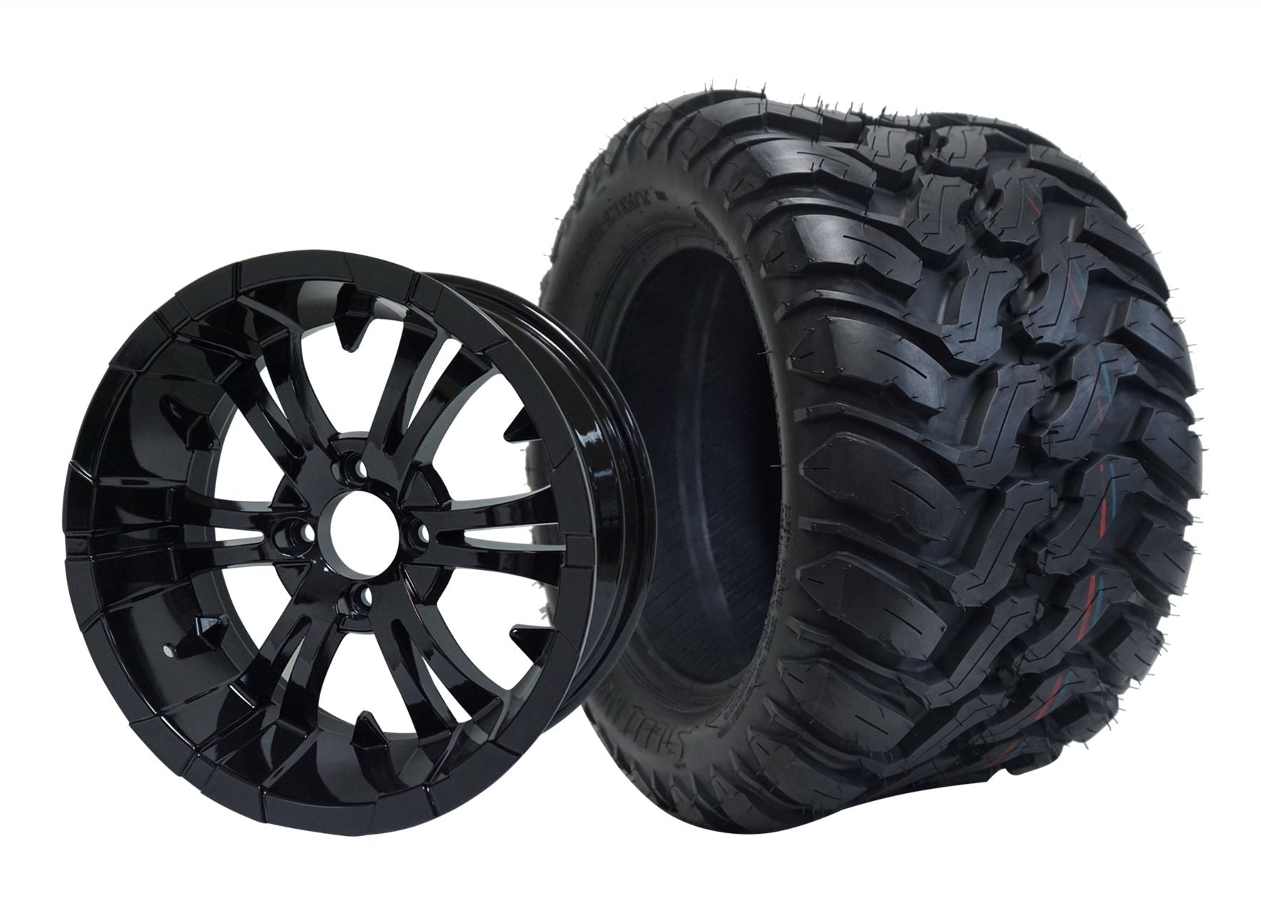 SGC 12" Vampire Glossy Black Wheel - Aluminum AlloySTEELENG 22"x11"-12" Mud Terrain / All Terrain Tire DOT approved WH1242-TR1209