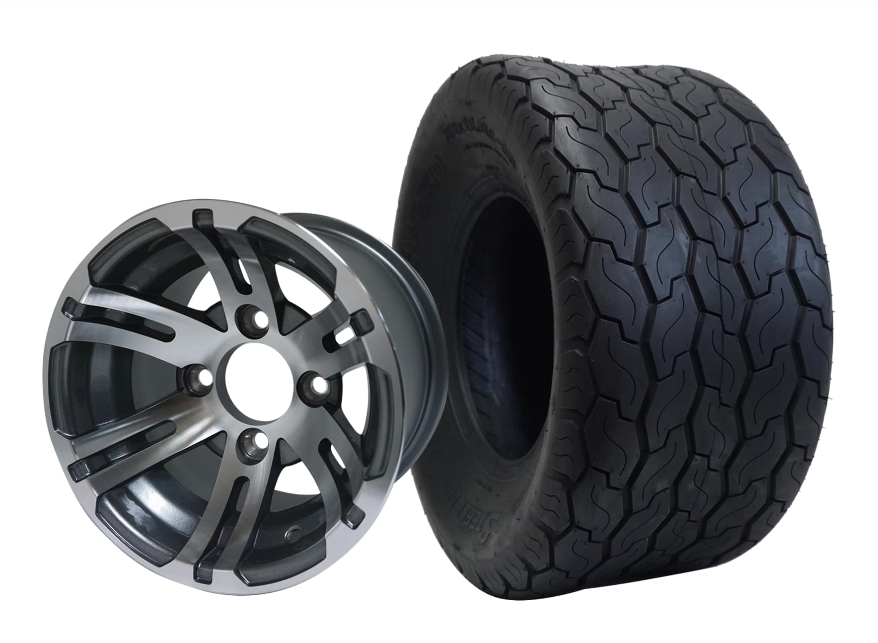 10" Bulldog Chrome Wheel Aluminum Allow & 18"x9"-10" Gecko All Terrain Tire x4