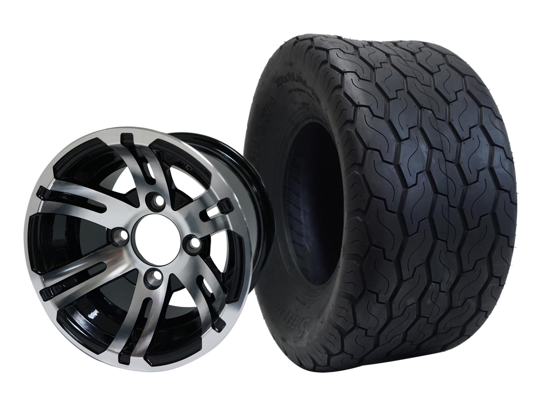 10" Bulldog Machined Black Wheel Aluminum Alloy & 18"x9"-10" Gecko All Terrain Tire x4