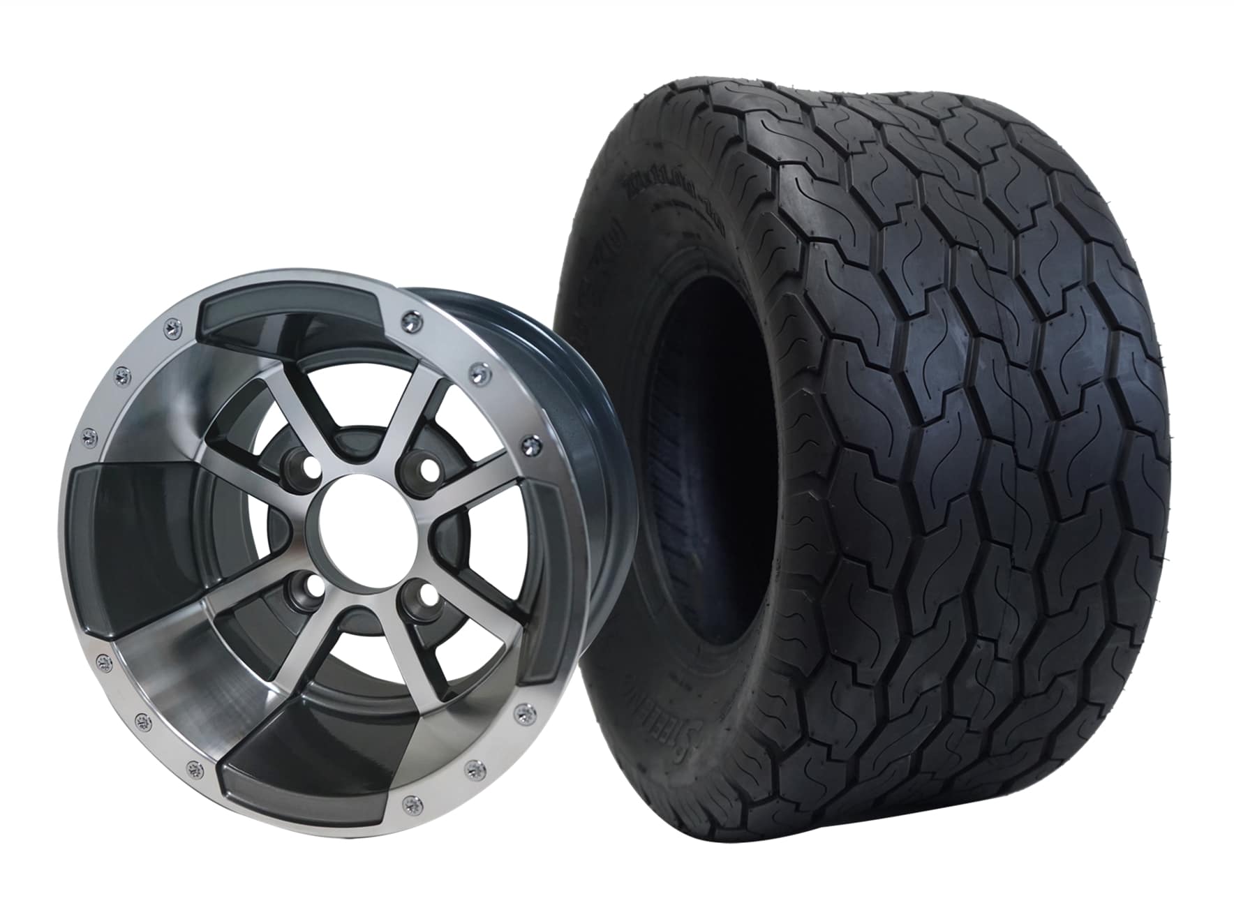 BNDL-TR1001-WH1014-CC0001-LN0001 10" Storm Trooper Chrome Wheel Aluminum Allow & 18" x9" -10" Gecko All Terrain Tire 4x