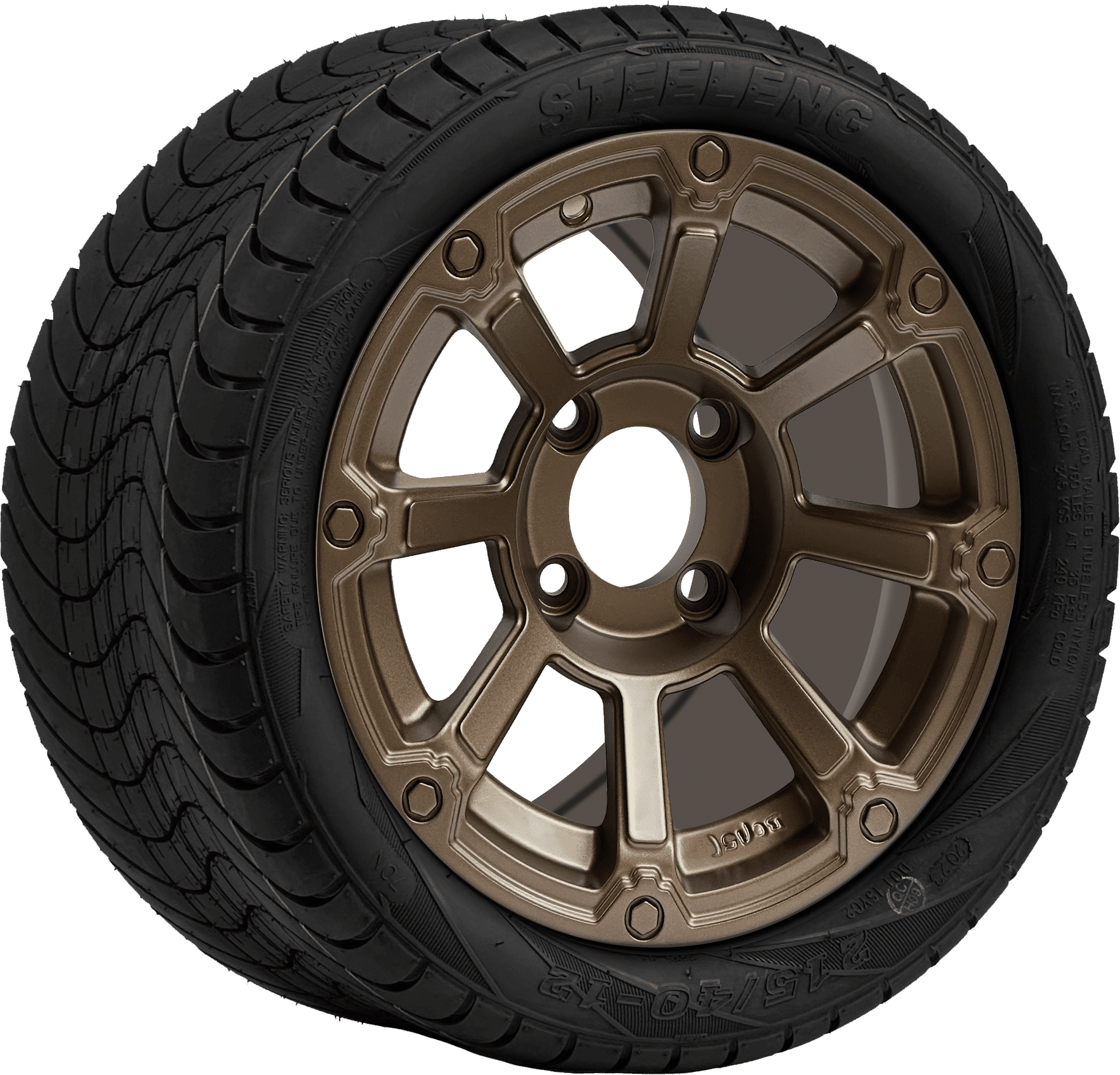 BNDL-TR1211-WH1263-CC0026-LN0002 12″ CYCLOPS BRONZE WHEEL – ALUMINUM ALLOY / STEELENG 215/40-12 LOW PROFILE TIRE DOT APPROVED