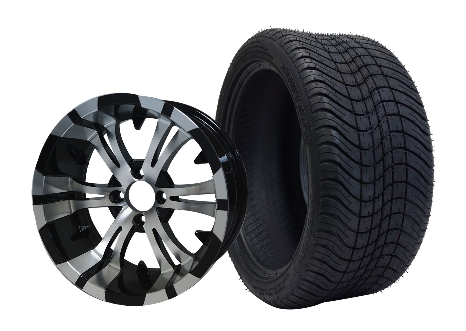 SGC 14" x 7" Vampire Machined/Black Wheel - Aluminum AlloySTEELENG 205/30-14 Low Profile Tire DOT approved WH1413-TR1404