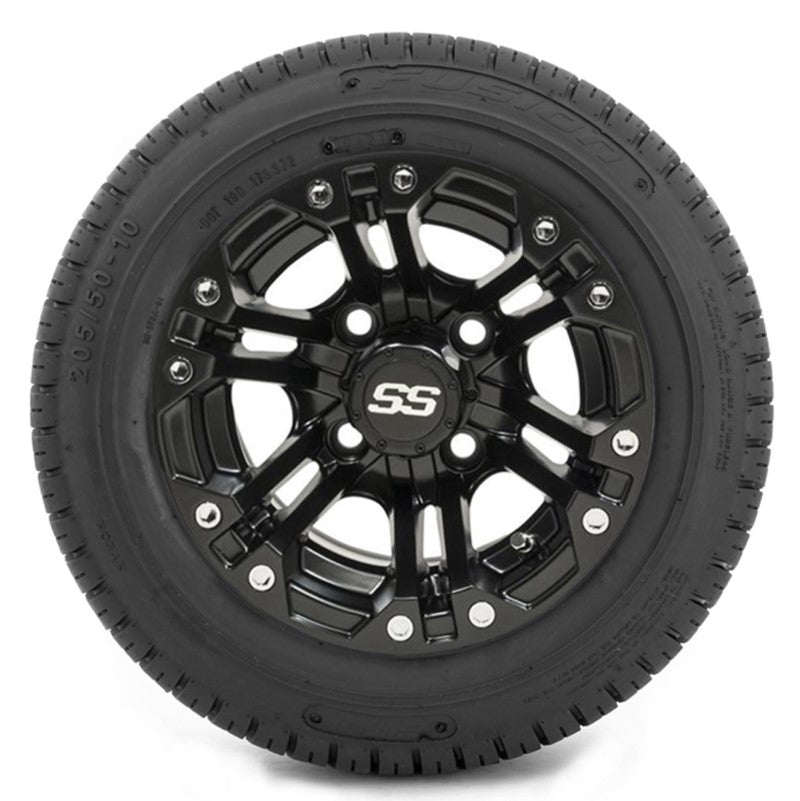 10" GTW Specter Matte Black Wheels with DOT Approved Fusion Street Tires - Set of 4 A19-319