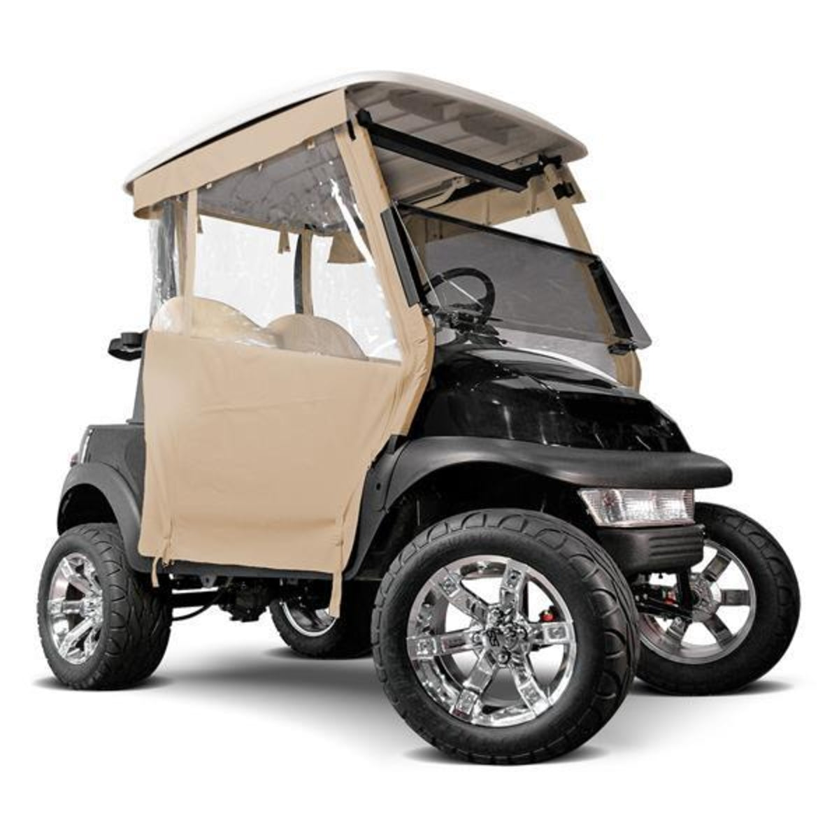 Club Car Precedent Beige 3-Sided Track-Style Enclosure w/Ultra Seal & Hooks Years 2004-Up