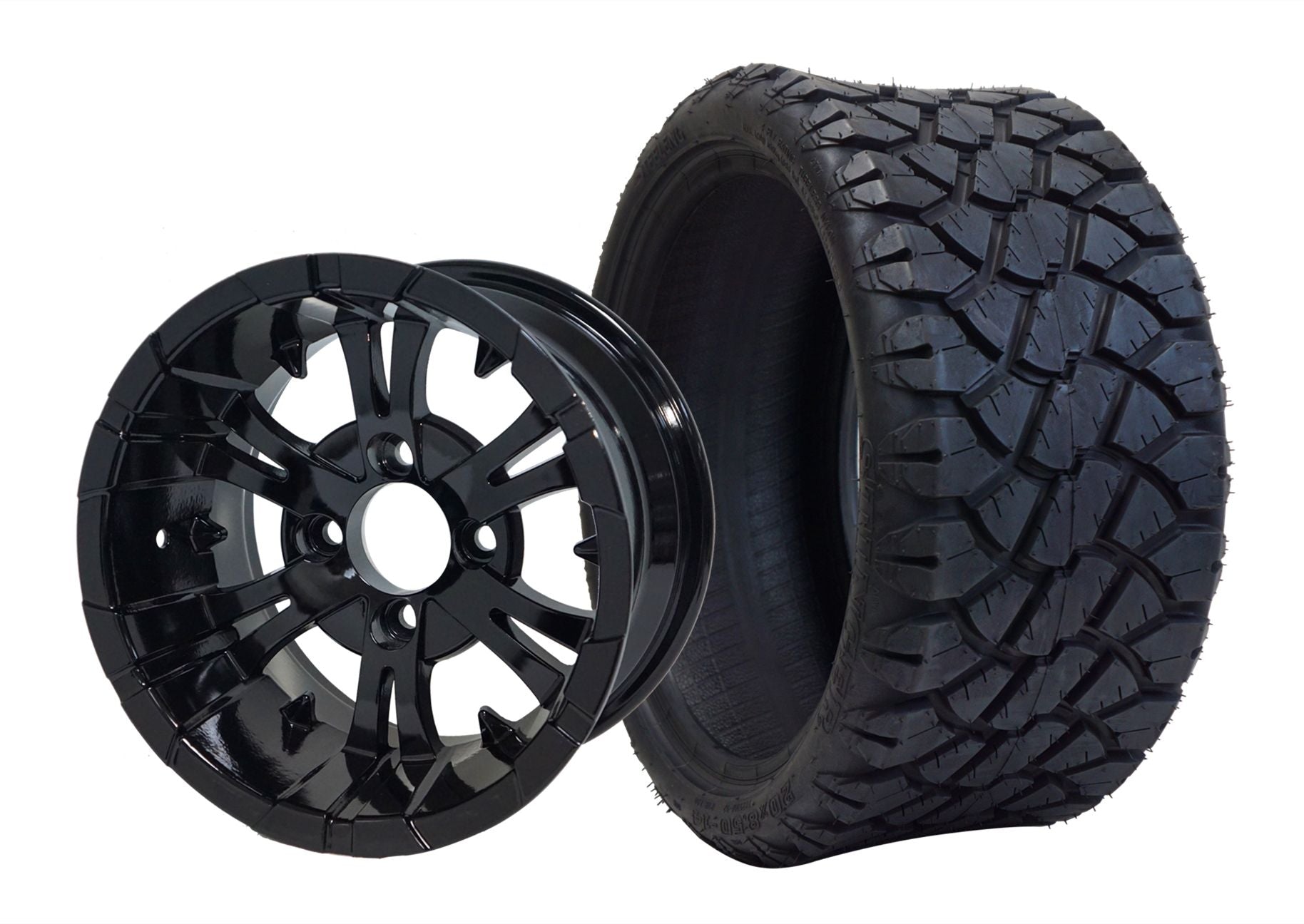 SGC 14" x 7" Vampire Glossy Black Wheel - Aluminum Alloy STEELENG 20"x8.5"-14" STINGER AT Tire DOT approved WH1414-TR1402