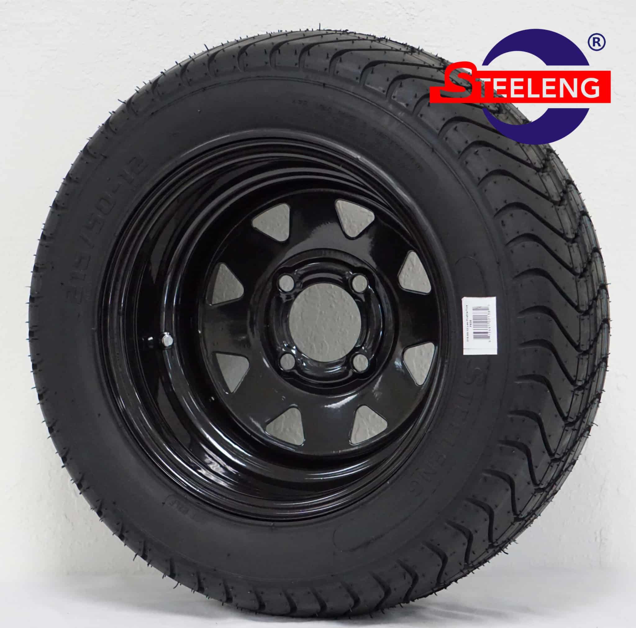 12" x 7" Black Slotted Steel Wheel & 215/50-12 Comfort Ride Street Tire DOT Approved