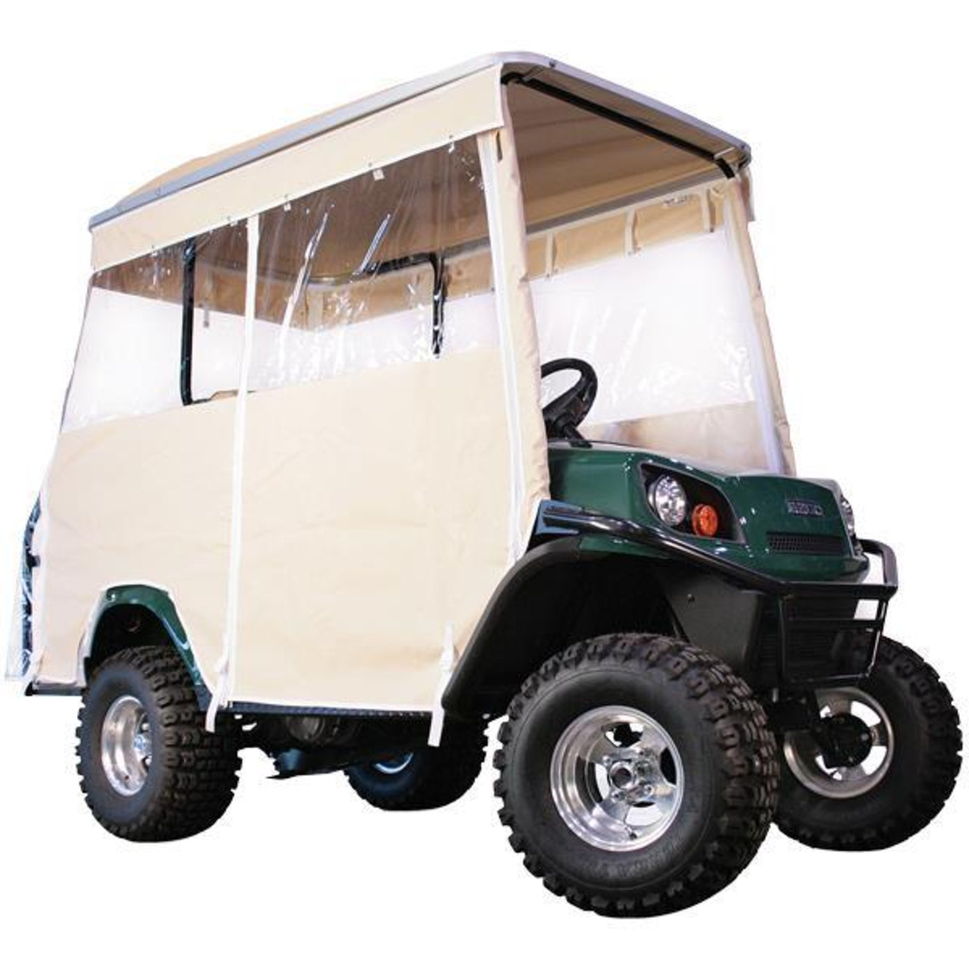 Ivory 4-Passenger Track Style Vinyl Enclosure For Yamaha G29/Drive w/116" Stretch/Eagle Top w/Sweater Basket