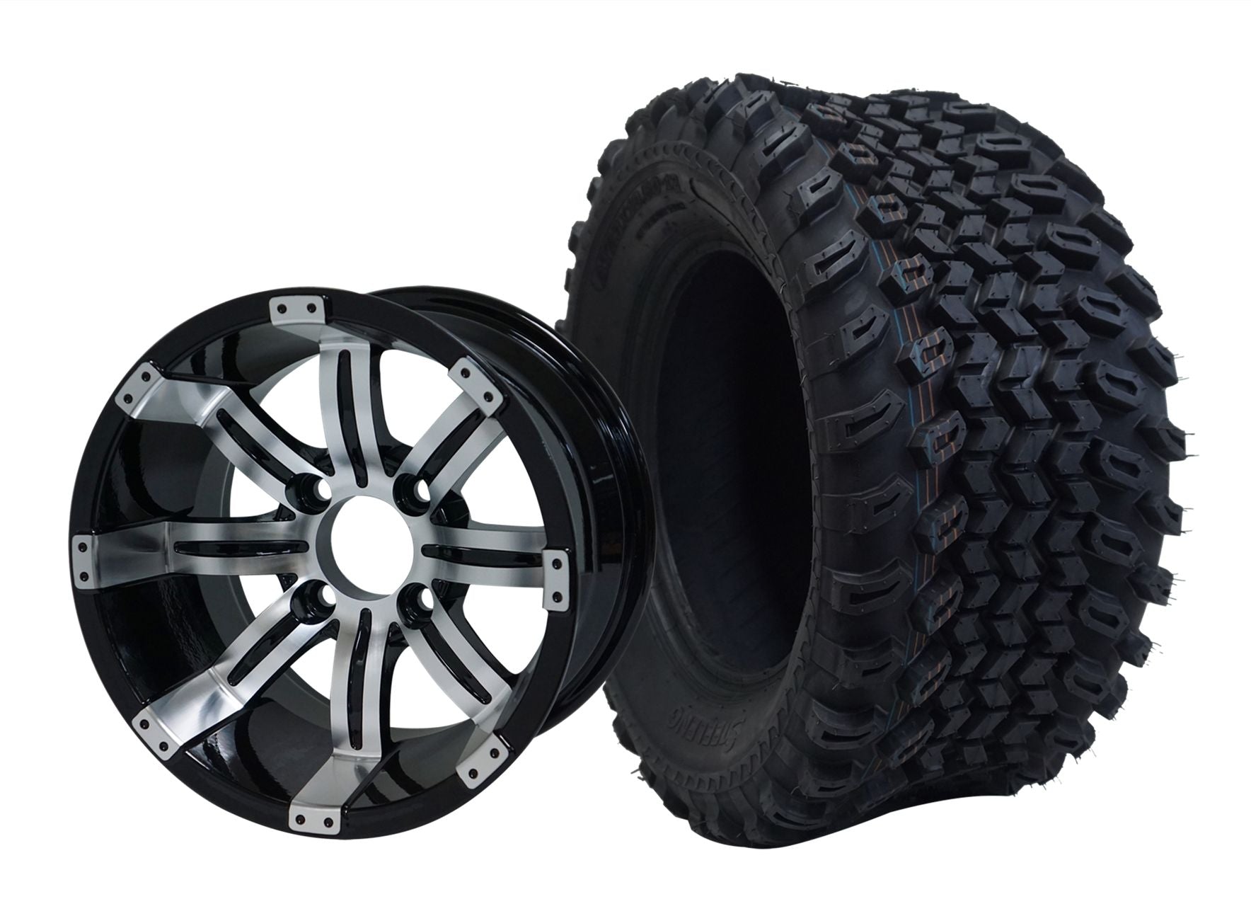SGC 12" Tempest Machined/Black Wheel - Aluminum Alloy STEELENG 23"x10.5"-12" All Terrain Tire WH1234-TR1205