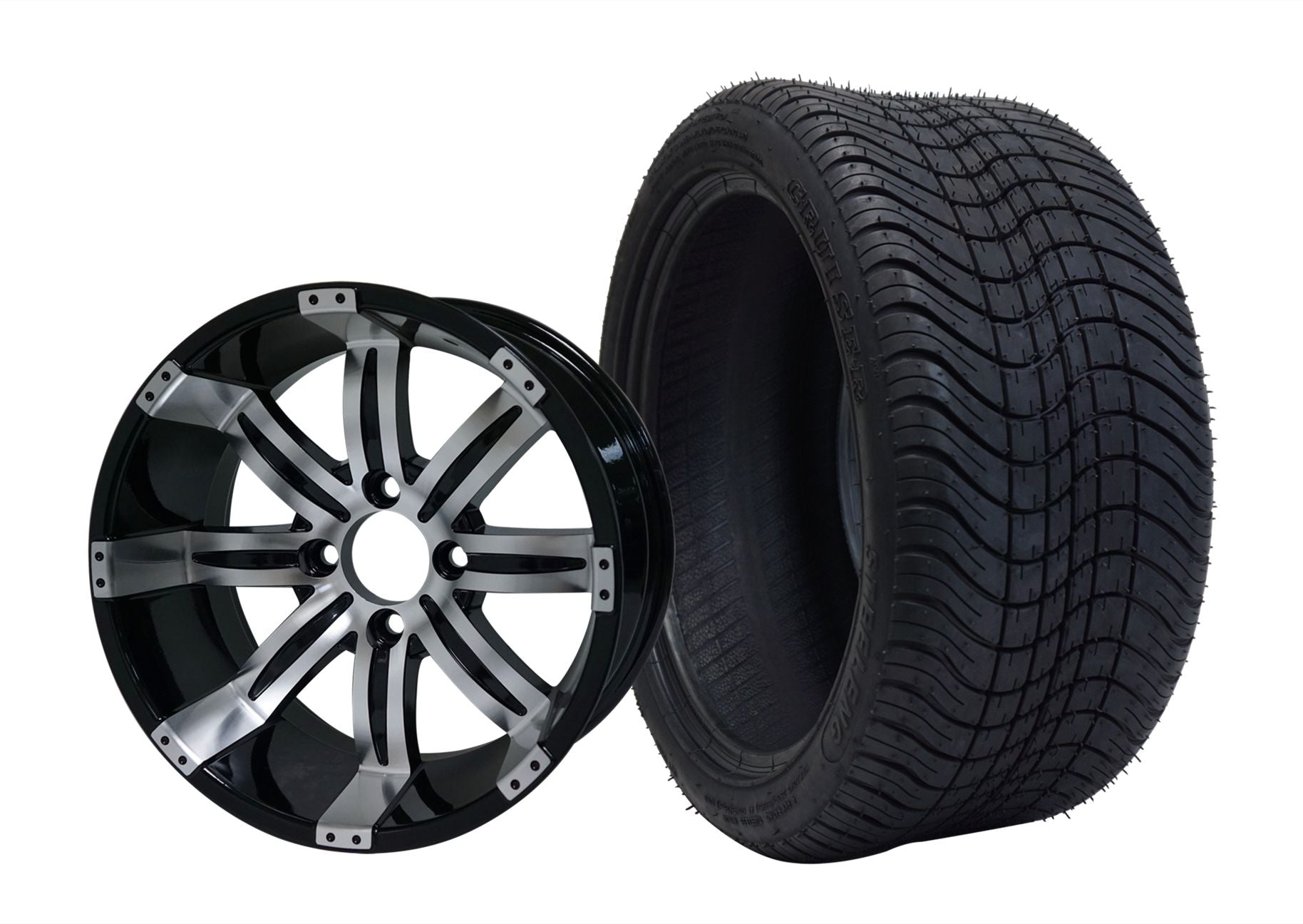 SGC 14" x 7" Tempest Machined/Black Wheel - Aluminum AlloySTEELENG 205/30-14 Low Profile Tire DOT approved WH1406-TR1404