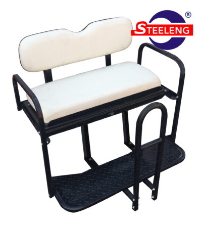 Rear Flip Seat Frame for EZGO TXT 1996-2013 Bundled with SGC Cushion Set for STEELENG Rear Flip Seat - White