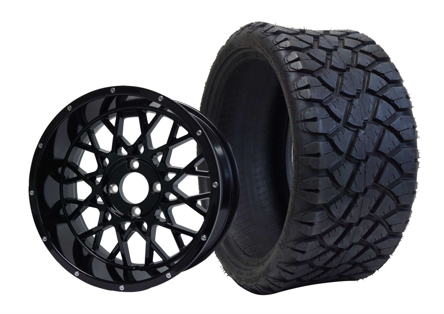 SGC 14" x 7" Venom Glossy Black Wheel - Aluminum Alloy STEELENG 20"x8.5"-14" STINGER AT Tire DOT approved WH1420-TR1402