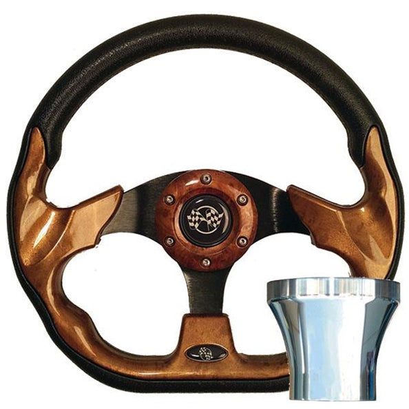 E-Z-GO Woodgrain Racer Steering Wheel Kit 1994.5-Up 06-065