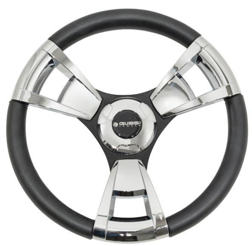 Gussi Italia Model 13 Black/Chrome Steering Wheel For All Club Car DS Models 06-119
