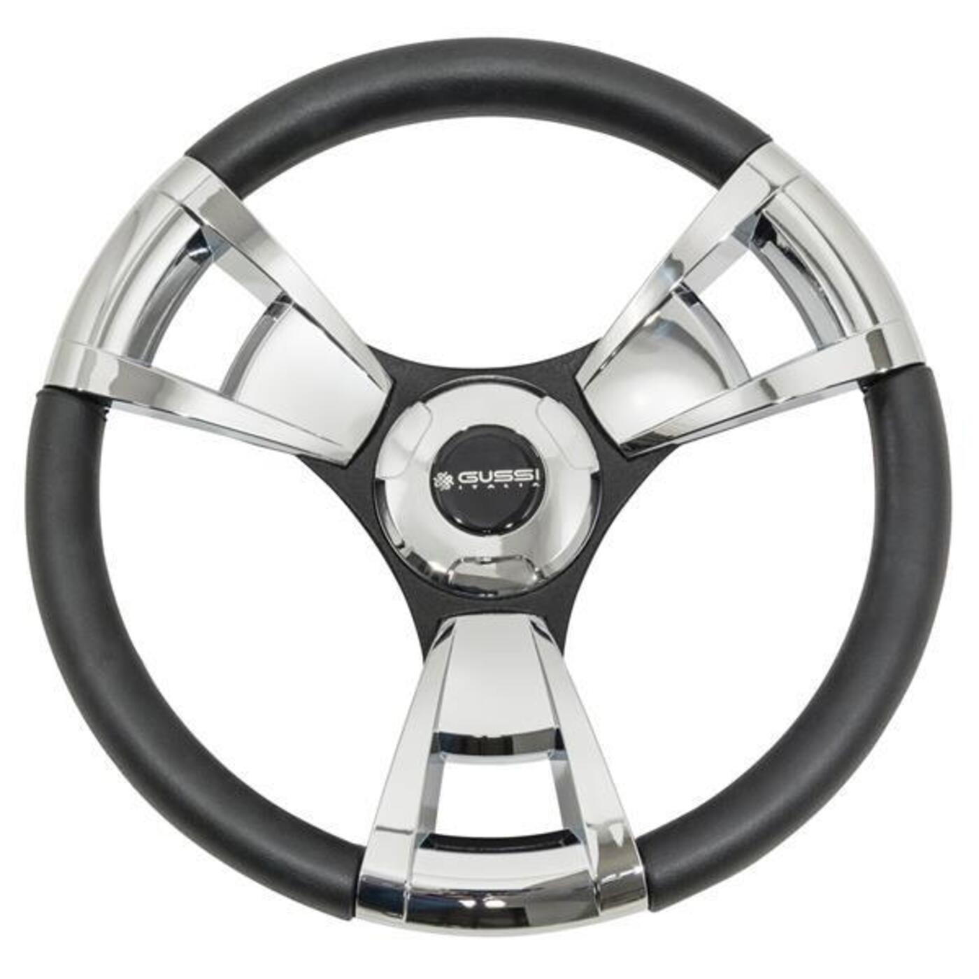 Gussi Italia Model 13 Black/Chrome Steering Wheel For All Club Car Precedent Models 06-123
