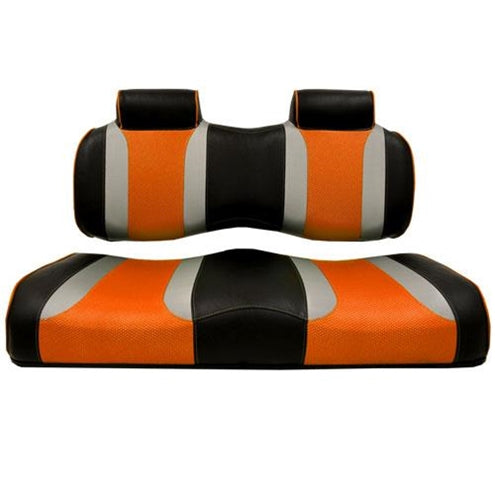 MadJax Tsunami BlackLiquid Silver w/ Orange Wave Club Car Front Seat Cushions 10-202
