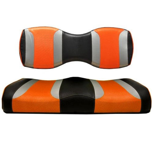 MadJax Tsunami Black W/ Liquid Silver Rush & Orange Wave Custom Rear Seat Cushion Assembly (Years Genesis 250 / 10-229P