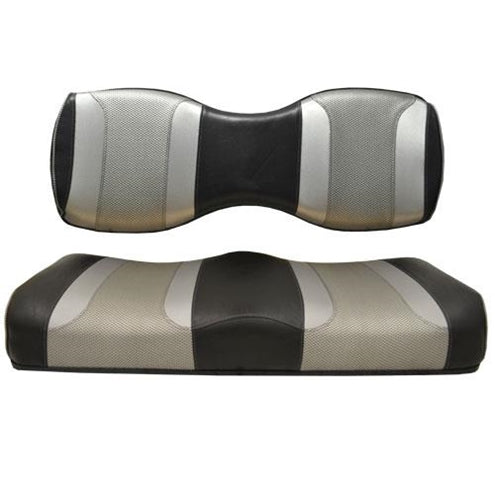 MadJax Tsunami Black Liquid Silver W/ Silver Rush Custom Rear Seat Cushion Assembly (Years Genesis 250 / 300) 10-234P