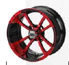 14'' Black Red Maltese Cross Golf Cart Wheel