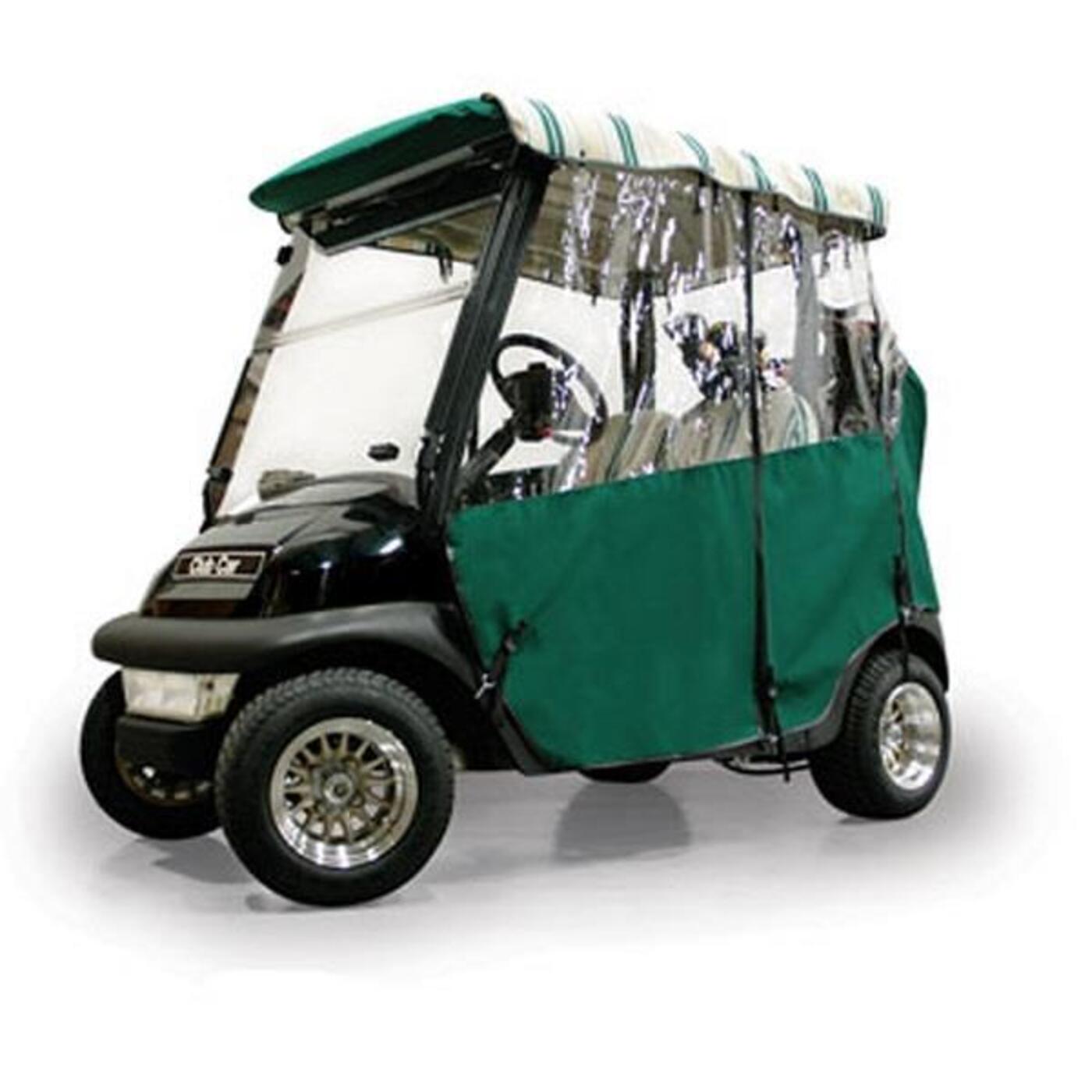 Forest Green Sunbrella 3-Sided Custom Over-The-Top Enclosure - Fits Club Car DS 2000-Up
