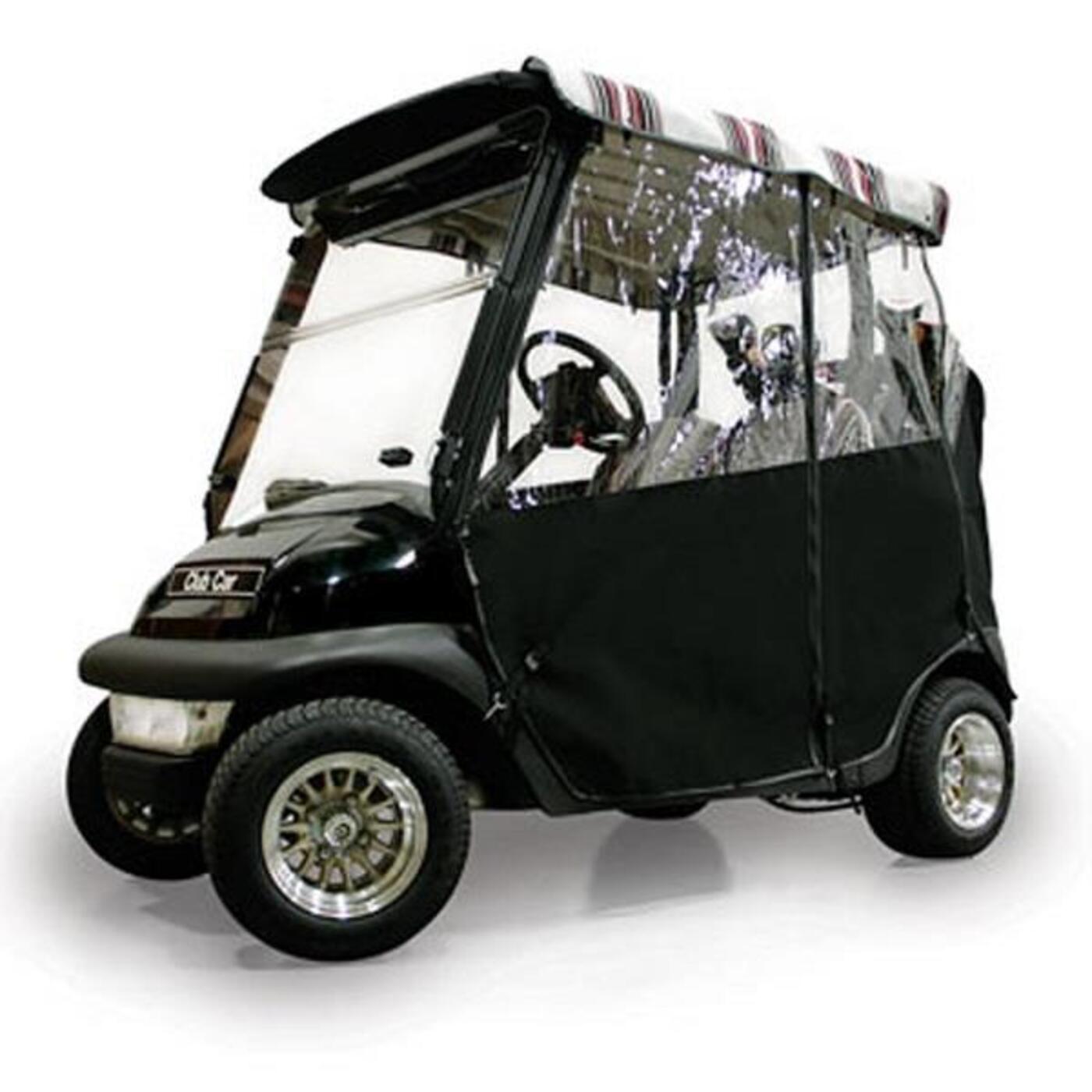Black Sunbrella 3-Sided Custom Over-The-Top Enclosure - Fits Club Car DS 2000-Up