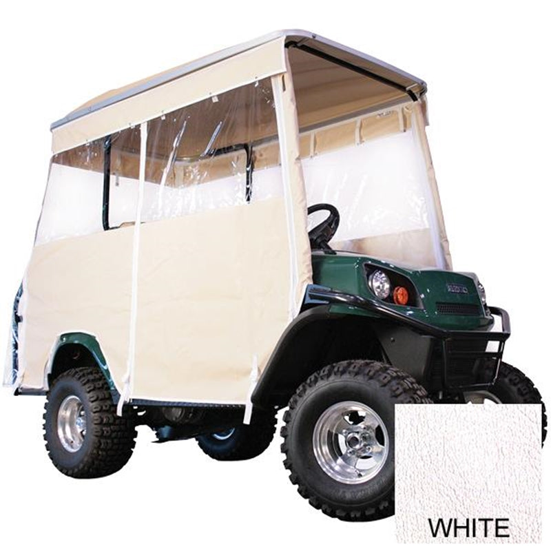 White 4-Passenger Track Style Vinyl Enclosure For Club Car Villager w/Monsoon XL Top w/Factory Fold-Down Seat