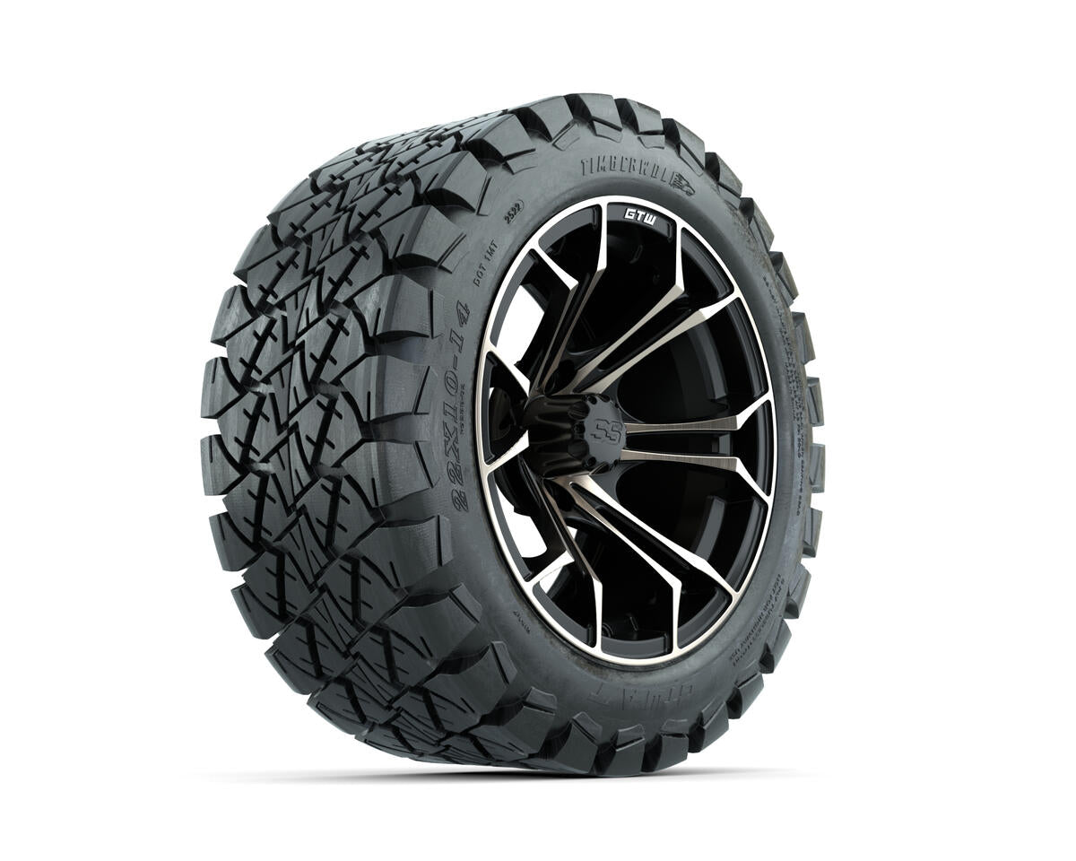 Set of 4 14"in GTW Spyder Wheels with 22x10-14"GTW Timberwolf All-Terrain Tires A19-651