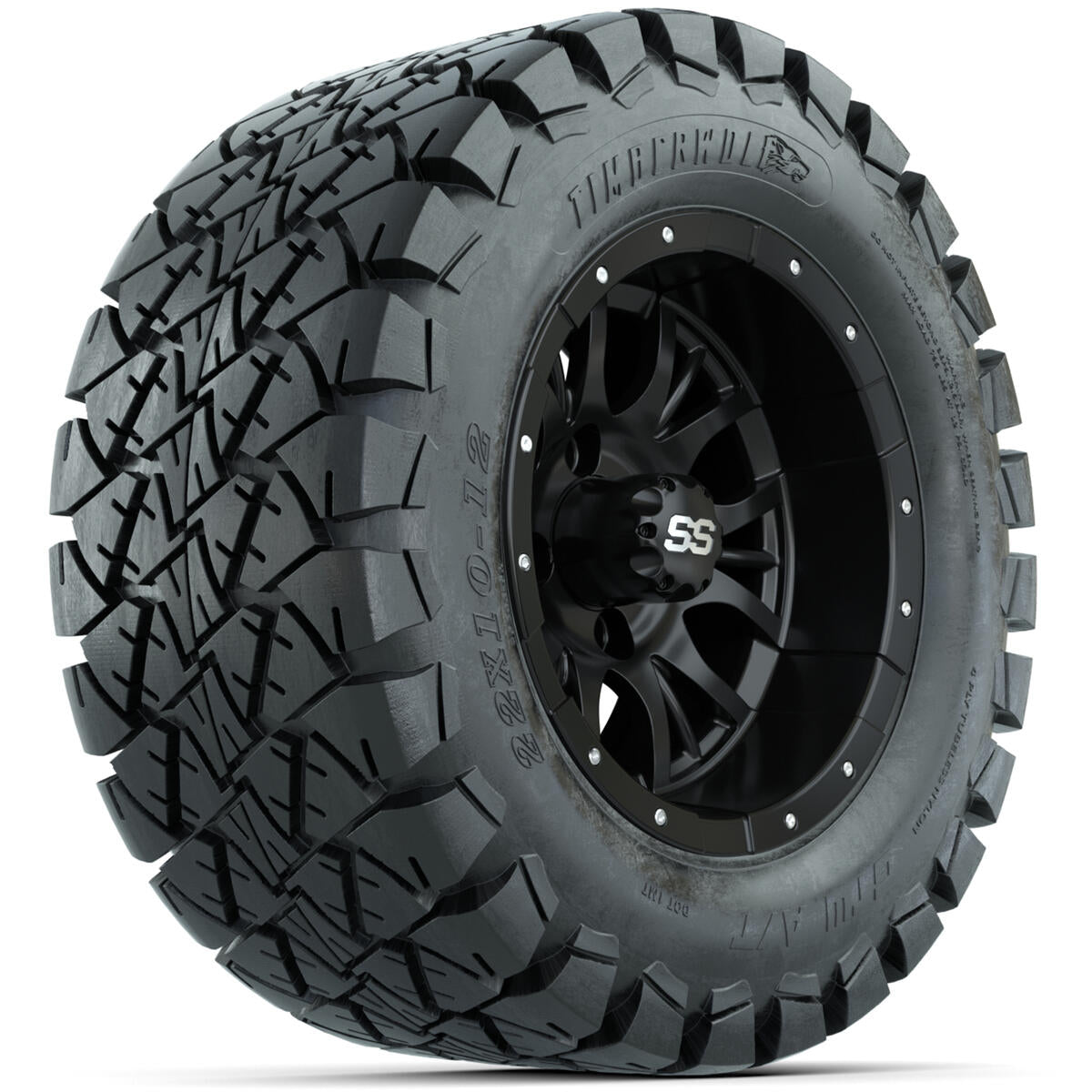 Set of 4 12"in GTW Diesel Wheels with 22x10-12"GTW Timberwolf All-Terrain Tires A19-652