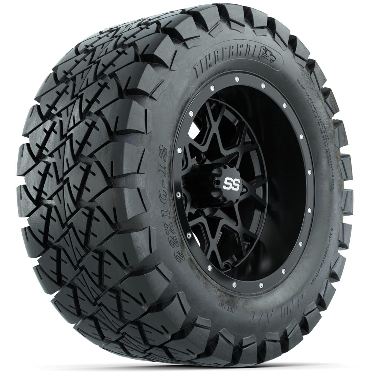 Set of 4 12"in GTW Vortex Wheels with 22x10-12"GTW Timberwolf All-Terrain Tires A19-690