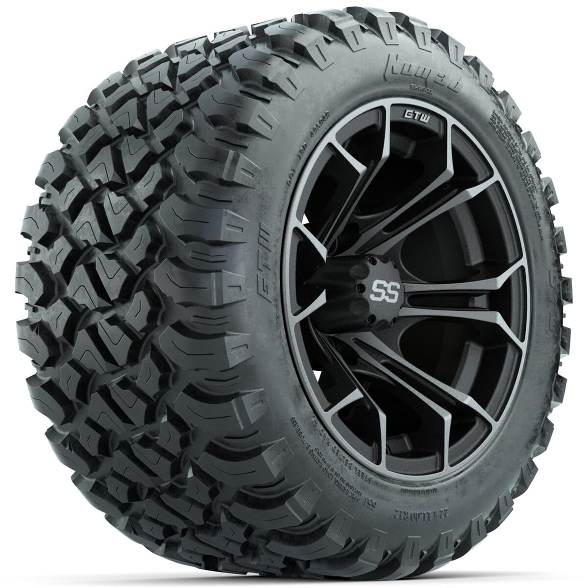 Set of 4 12"in GTW Spyder Wheels with 22x11-R12"GTW Nomad All-Terrain Tires A19-713