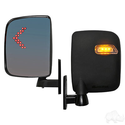 A Club Car -1025 - Mirror, Deluxe LED Side, Set of 2, Running/Turn Signal Lights 12-48V, 3 Wire ACC-1025