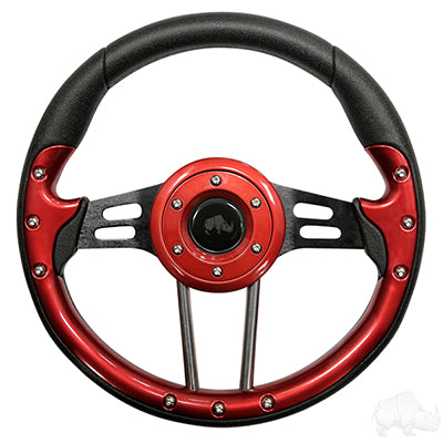 ACC-SW122 - RHOX Steering Wheel, Aviator 4 Red Grip/Black Spokes 13" Diameter ACC-SW122