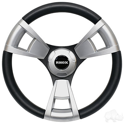 A Club Car -SW153- E-Z-GO  - Fontana Steering Wheel, Brushed,  Club Car  E-Z-GO Hub ACC-SW153-EZ