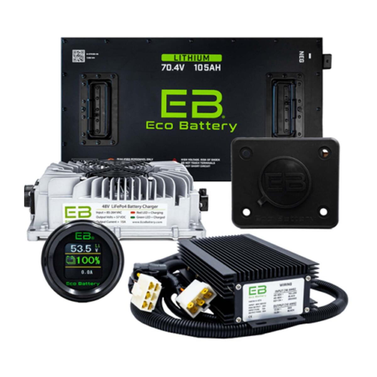 Eco Lithium Battery Complete Bundle for EZGO Freedom RXV 70V 105Ah B-3234