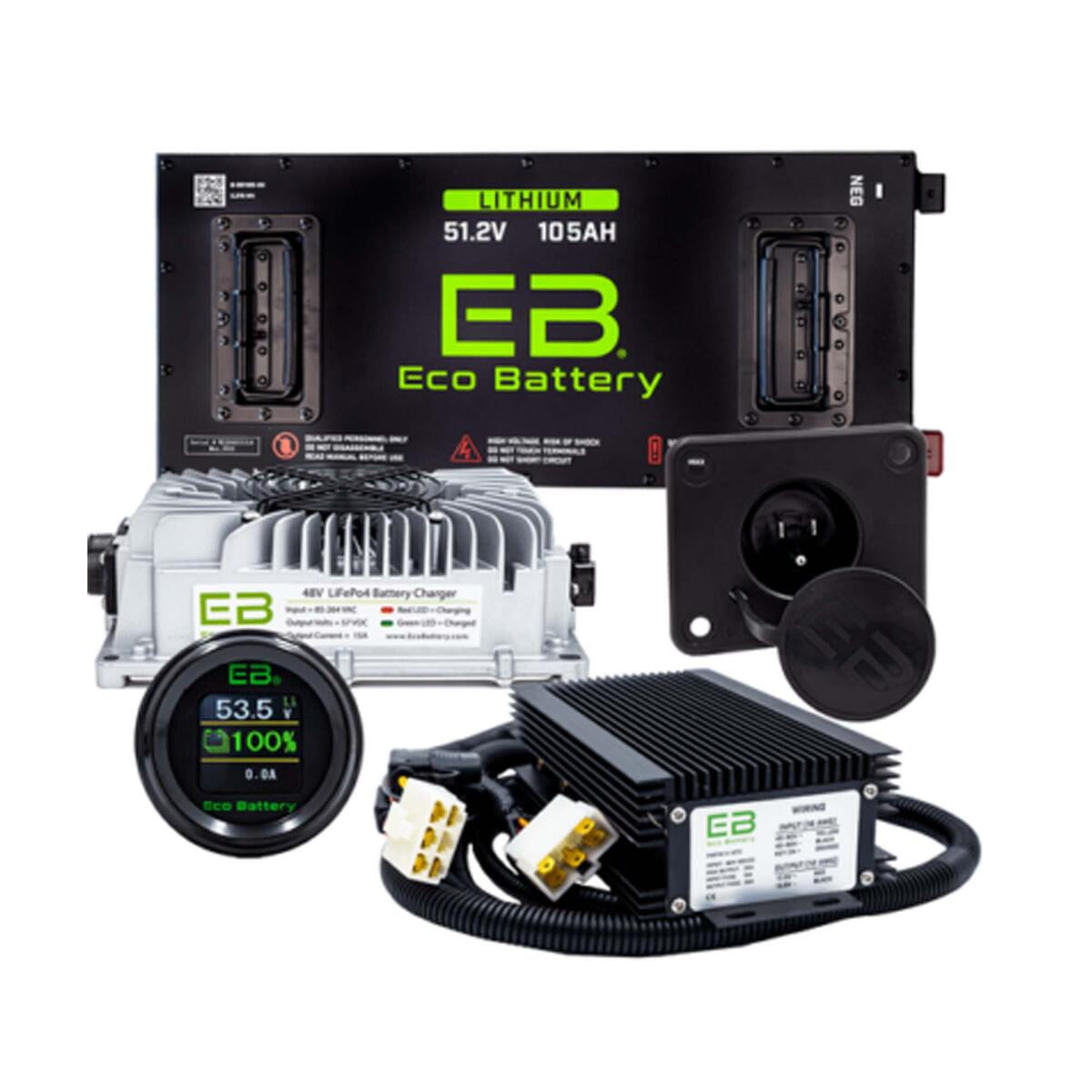 Eco Lithium Battery Complete Bundle for EZGO TXT 51V 105Ah - Skinny B-3281