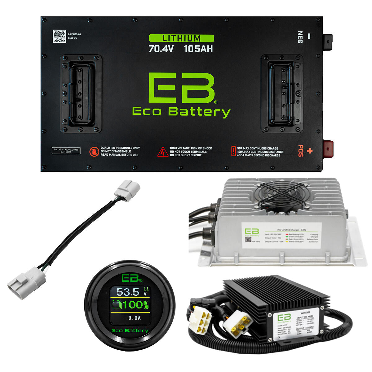 Eco Lithium Battery Complete Bundle for Advanced EV EV1 70V 105Ah B-3354