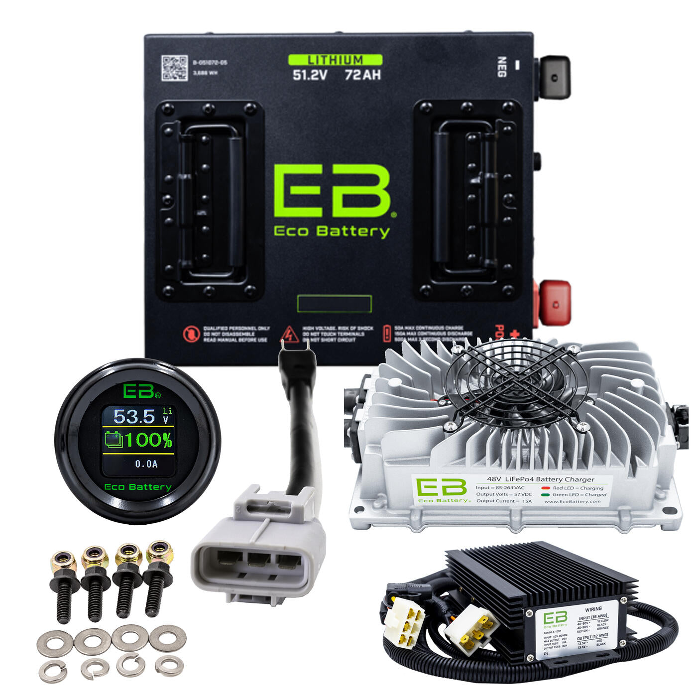 Eco Lithium Battery Complete Bundle for Yamaha G1-G16 51V 72Ah - Cube B-3543