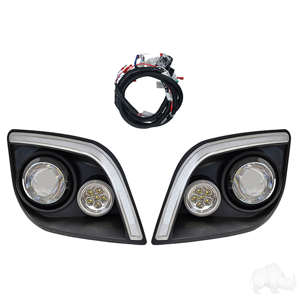 RHOX LED Head Lights With RGBW Accent Lights EZGO Express Includesudes Retrofit Kit to OEM Harness LGT-412L