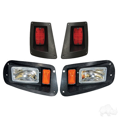 EZGO RXV 2008-2015 Headlight Tail Light Kit Black 12V LGT-909