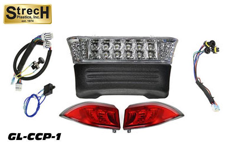 Club Car Headlights, LED Taillights & Basic Wire Harness Textured Black C-5-23KLED